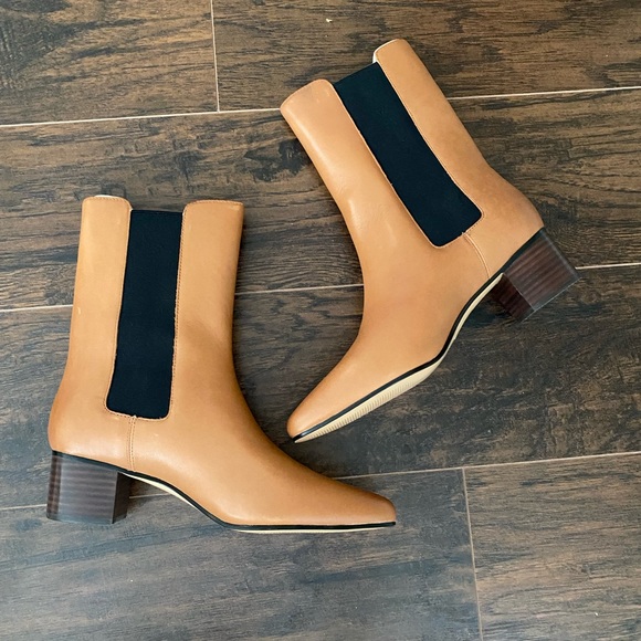 J. Crew Shoes - J.Crew • Leather High-Shaft Stacked Heel Boot
